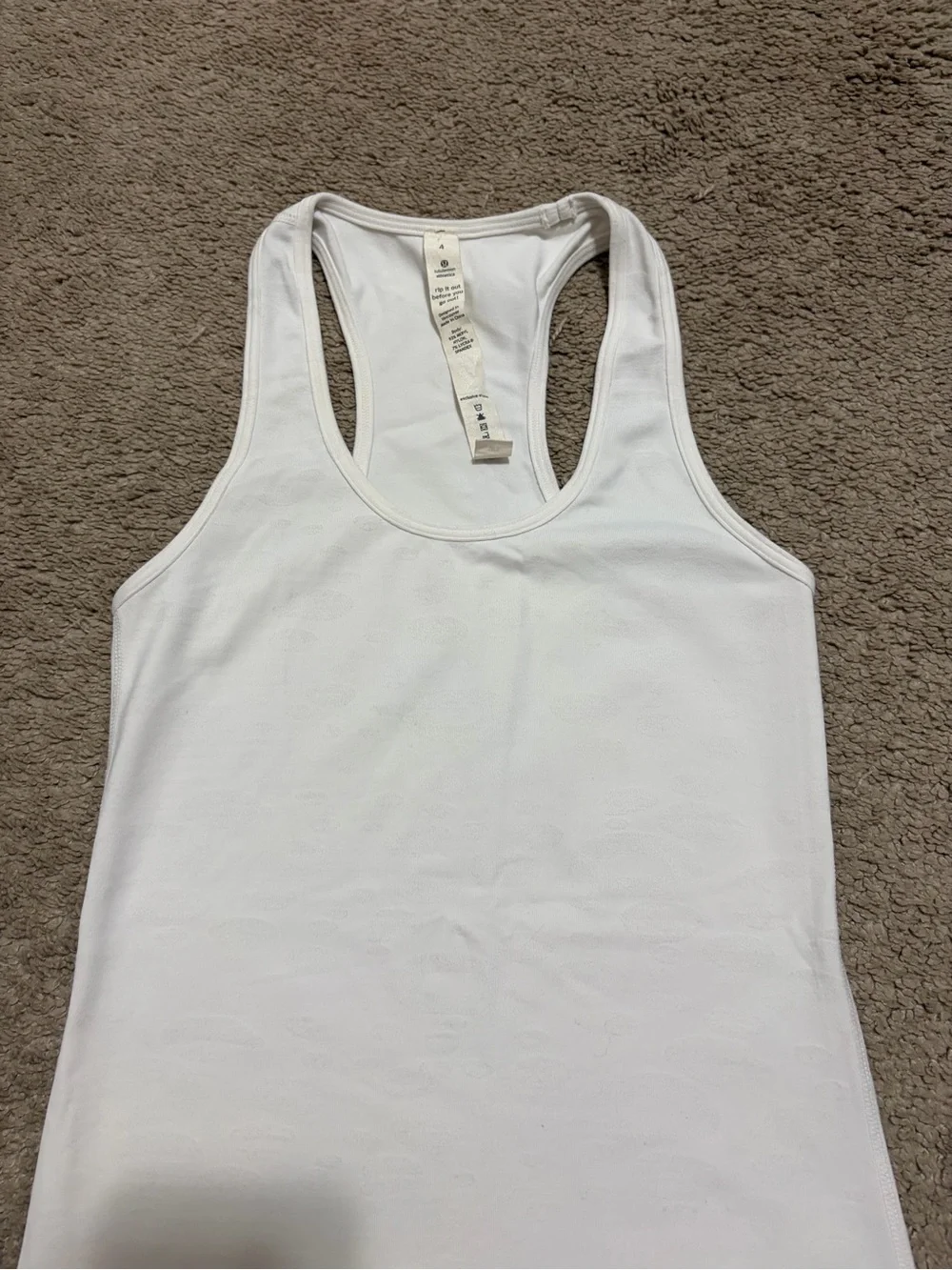 Lululemon White Tank Top Size 4 Racerback